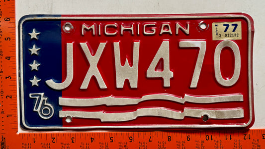 1977 Michigan #JXW470 Passenger License Plate