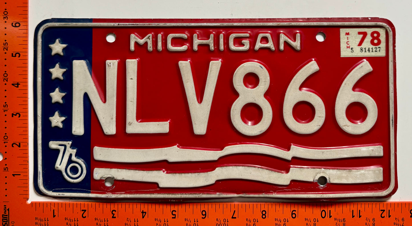1978 Michigan #NLV866 Passenger License Plate