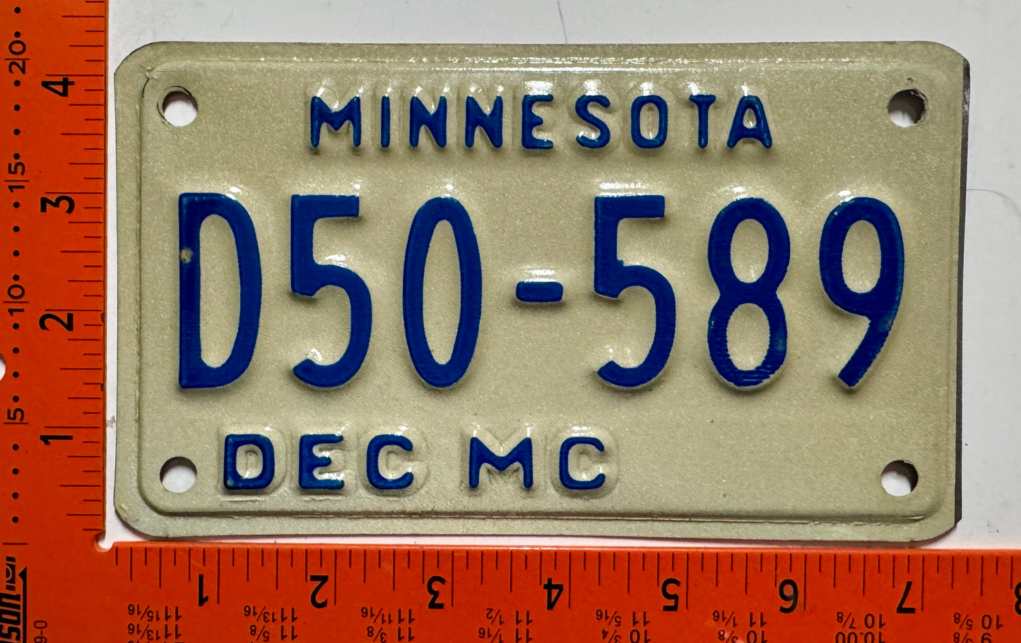 1978 base Minnesota #D50-589 Motorcycle Dealer License Plate