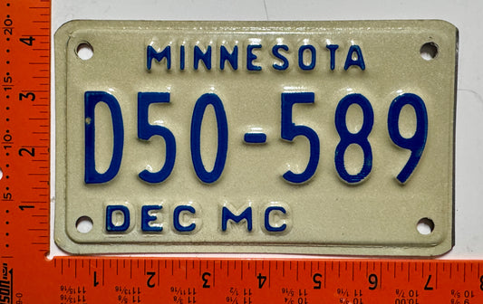 1978 base Minnesota #D50-589 Motorcycle Dealer License Plate