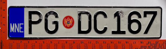 2008 series Montenegro #PG DC167 Passenger License Plate