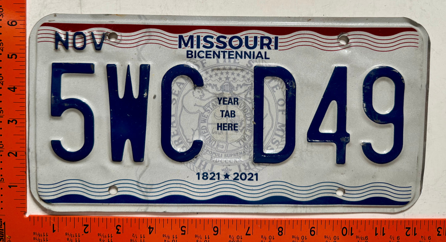 2021 Missouri #5WC D49 Passenger License Plate