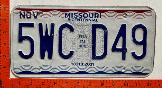 2021 Missouri #5WC D49 Passenger License Plate