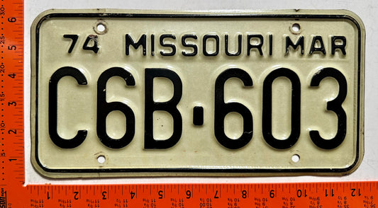 1974 Missouri #C6B-603 Passenger License Plate