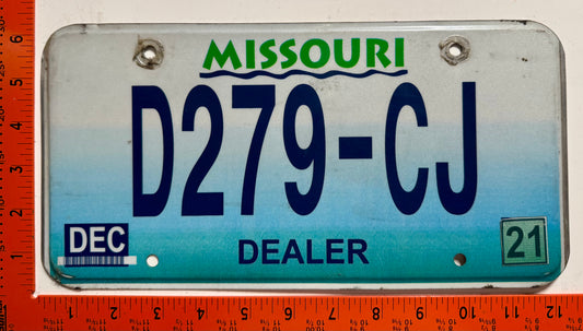 2021 Missouri #D279-CJ Dealer License Plate