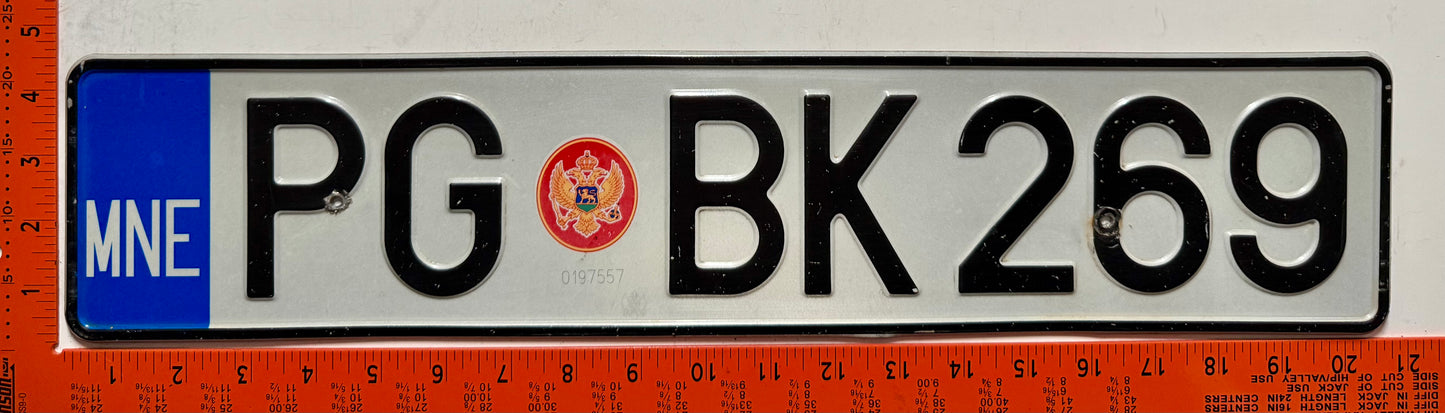 2008 series Montenegro #PG BK269 Passenger License Plate
