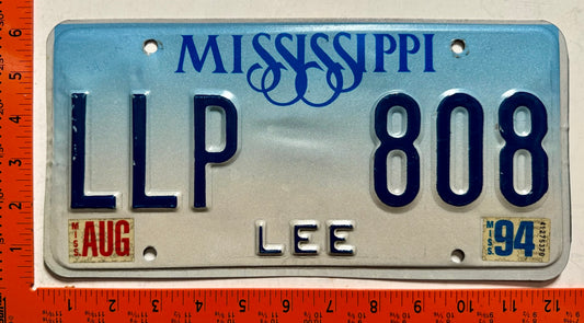 1994 Mississippi #LLP 808 Passenger License Plate