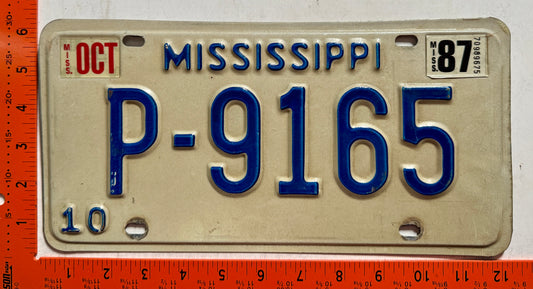 1987 Mississippi #P-9165 Truck License Plate