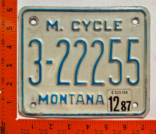 1987 Montana #3-22255 Motorcycle License Plate