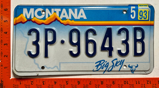 1993 Montana #3P-9643B Passenger License Plate