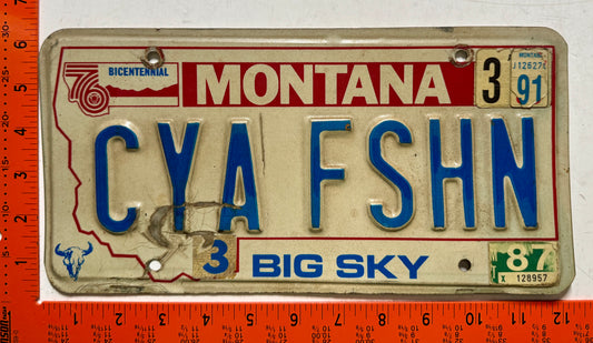 1991 Montana #CYA FSHN Passenger Vanity License Plate