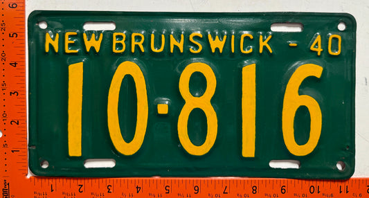 1940 New Brunswick #10-816 Passenger License Plate (Repaint)