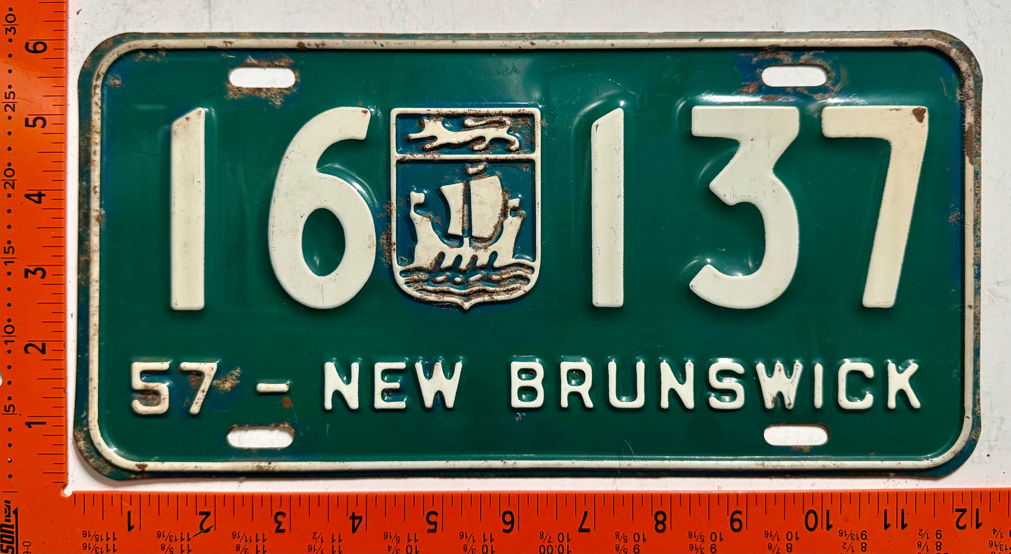 1957 New Brunswick #16 137 Passenger License Plate