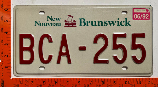 1992 New Brunswick #BCA-255 Passenger License Plate