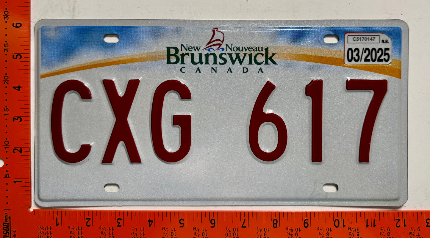 2025 New Brunswick #CXG 617 Commercial License Plate