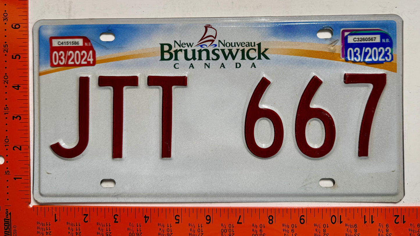 2023/2024 New Brunswick #JTT 667 Passenger License Plate