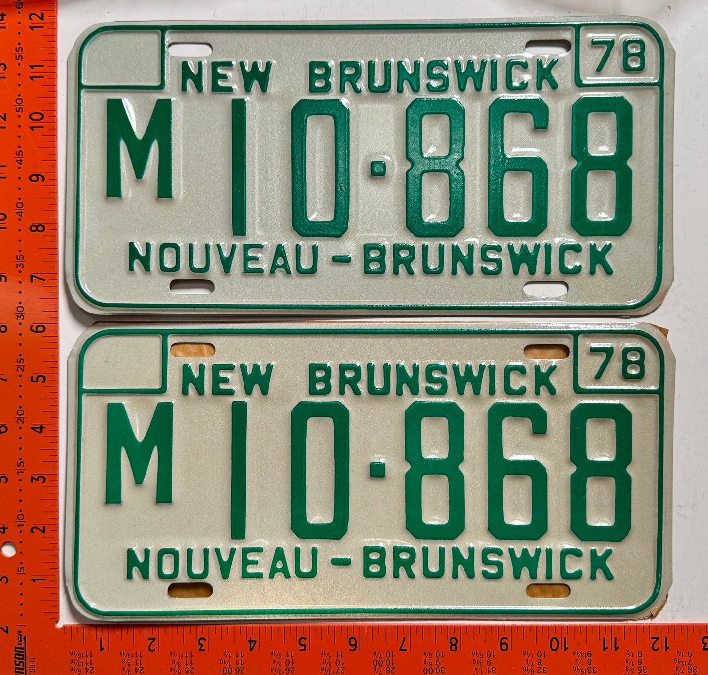 1978 New Brunswick #M10-868 Miscellaneous Vehicle License Plate (Pair)