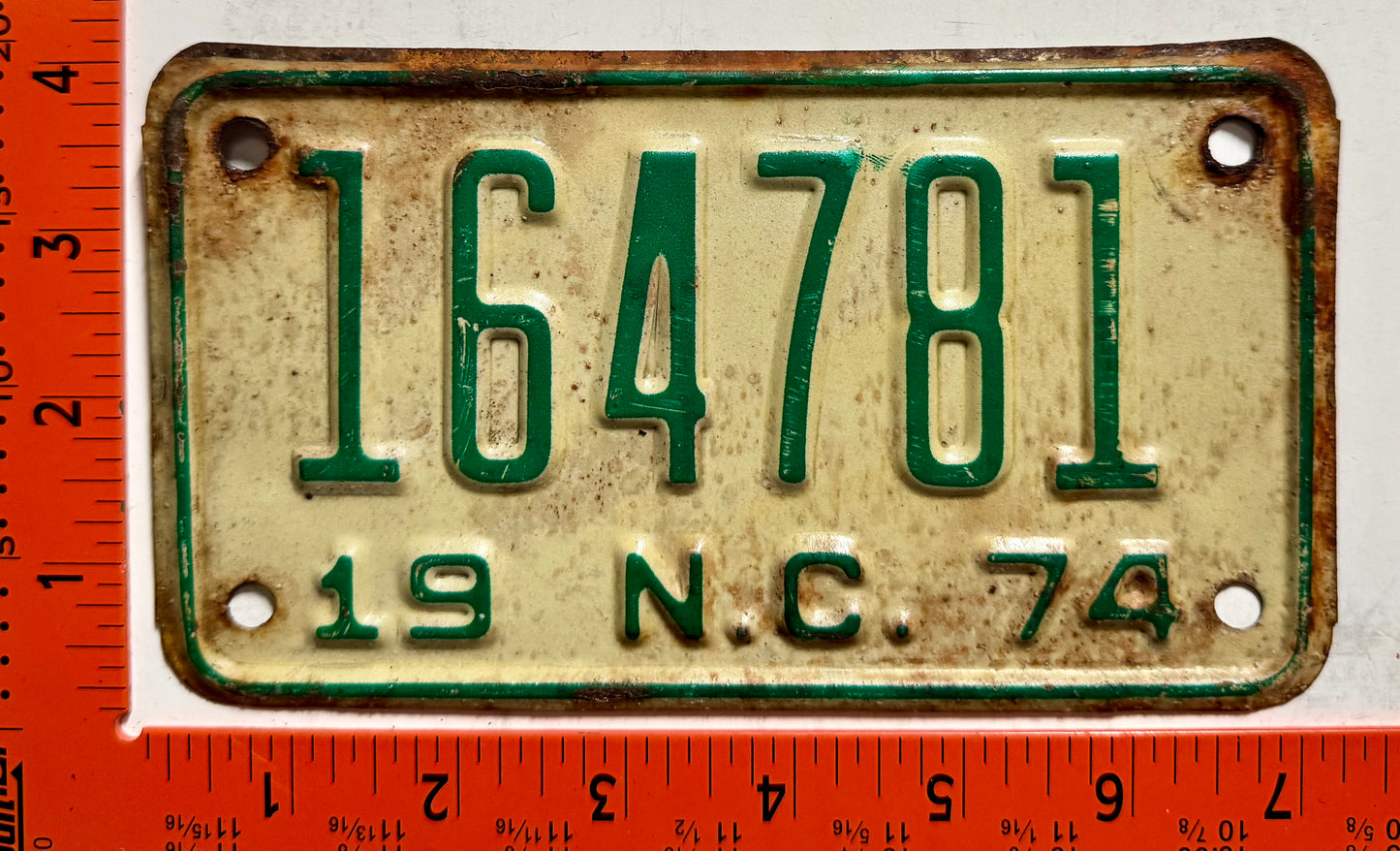 1974 North Carolina #164781 Motorcycle License Plate