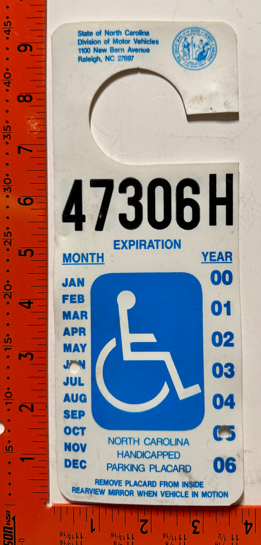 2005 North Carolina Handicapped Parking Permit