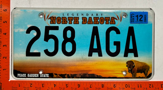 2017 North Dakota #258 AGA Passenger License Plate