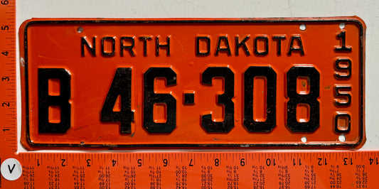 1950 North Dakota #B46-308 Truck License Plate