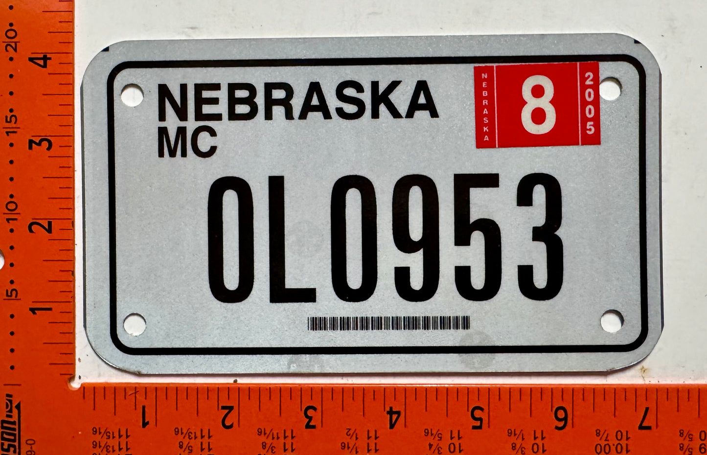 2005 Nebraska #0L0953 Motorcycle License Plate