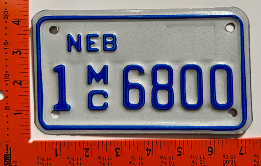 1993 base Nebraska #1 6800 Motorcycle License Plate