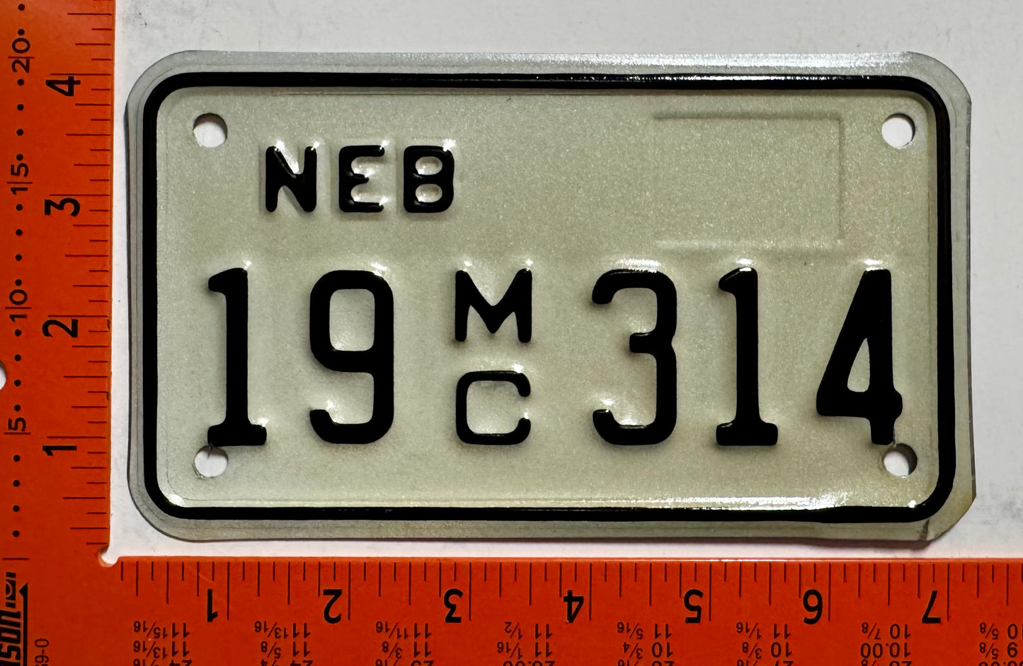 2002 base Nebraska #19 314 Motorcycle License Plate
