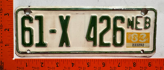 1963 Nebraska #61-X 426 Trailer License Plate