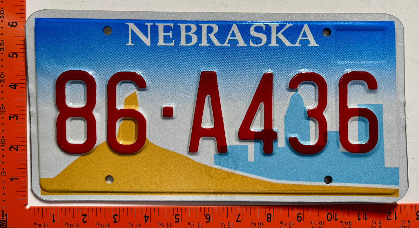 1999 base Nebraska #86-A436 Passenger License Plate