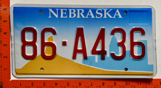 1999 base Nebraska #86-A436 Passenger License Plate