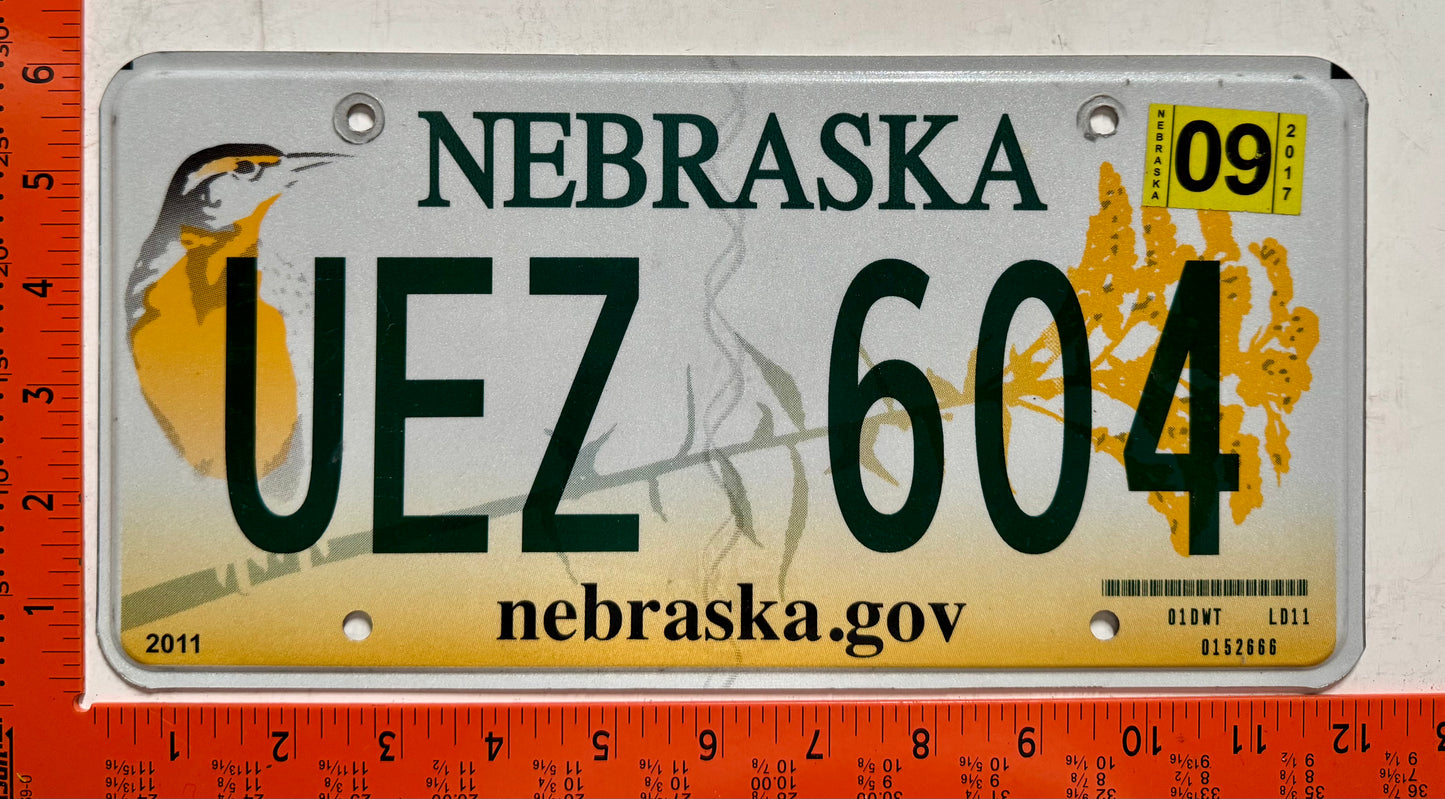 2017 Nebraska #UEZ 604 Passenger License Plate