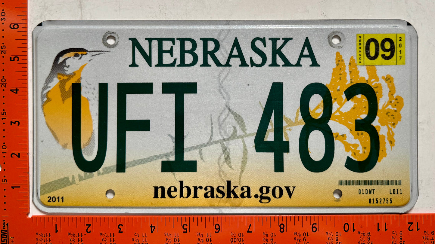2017 Nebraska #UFI 483 Passenger License Plate