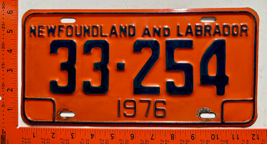1976 Newfoundland #33-254 Passenger License Plate