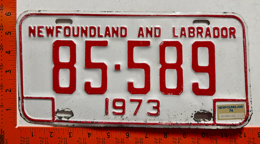 1974 Newfoundland #85-589 Passenger License Plate