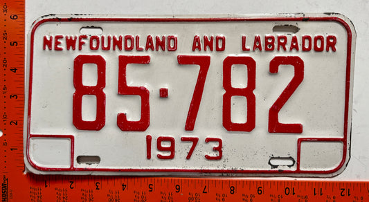 1973 Newfoundland #85-782 Passenger License Plate