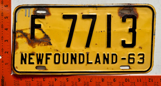 1963 Newfoundland #F 7713 US Forces License Plate