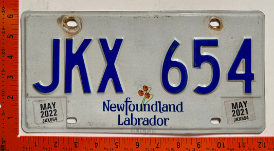2021/2022 Newfoundland #JKX 654 Passenger License Plate