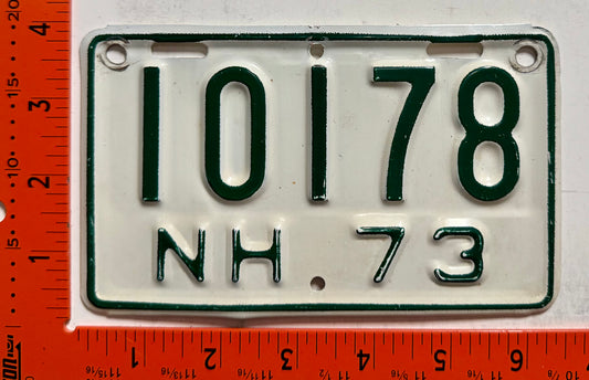 1973 New Hampshire #10178 Motorcycle License Plate
