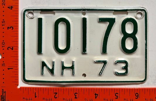 1973 New Hampshire #10178 Motorcycle License Plate