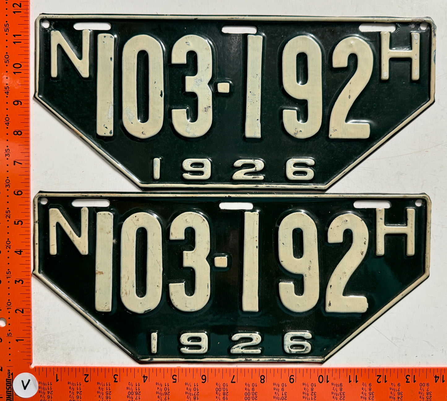 1926 New Hampshire #103-192 Non-Resident License Plate (Pair)