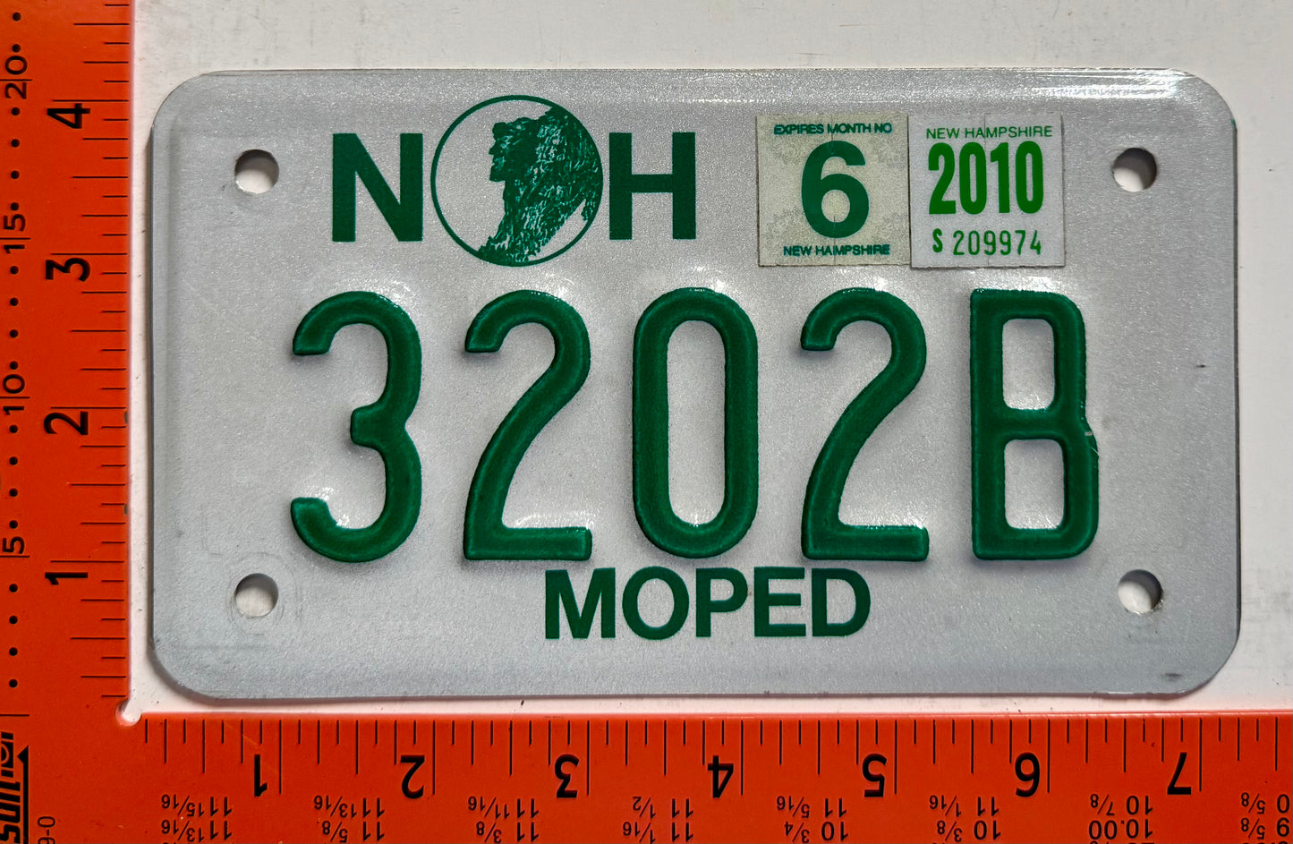 2010 New Hampshire #3202B Moped License Plate
