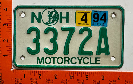 1994 New Hampshire #3372A Motorcycle License Plate