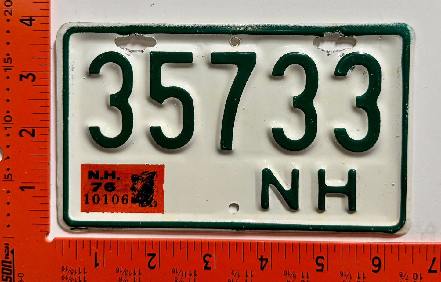 1976 New Hampshire #35733 Motorcycle License Plate