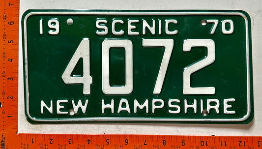 1970 New Hampshire #4072 Passenger License Plate