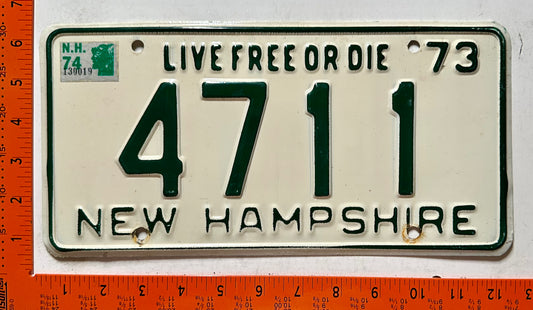 1974 New Hampshire #4711 Passenger License Plate
