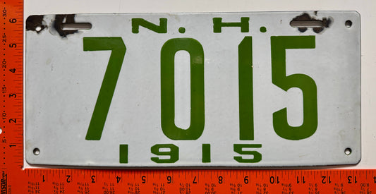 1915 New Hampshire #7015 Passenger License Plate (Porcelain)