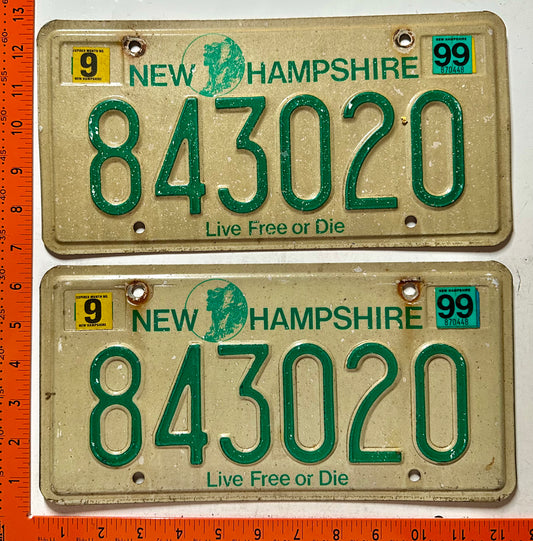 1999 New Hampshire #843020 Passenger License Plate (Pair)