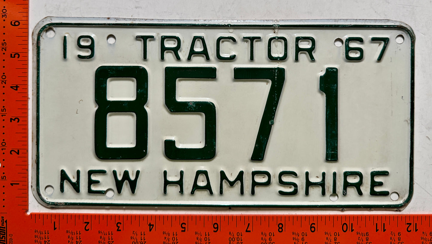 1967 New Hampshire #8571 Tractor License Plate