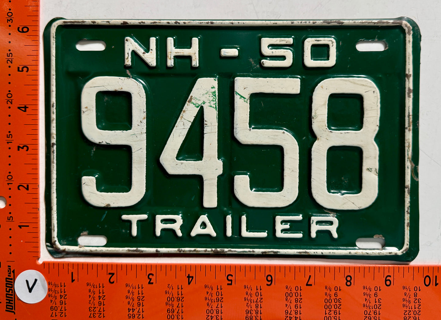 1950 New Hampshire #9458 Trailer License Plate